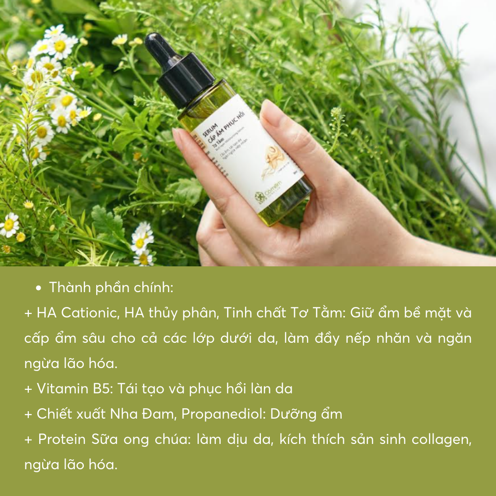 Serum Cấp Ẩm Phục Hồi Da Thu Nhỏ Lỗ Chân Lông Ngăn Ngừa Lão Hoá Dưỡng Da Tơ Tằm Cỏ Mềm 30ml