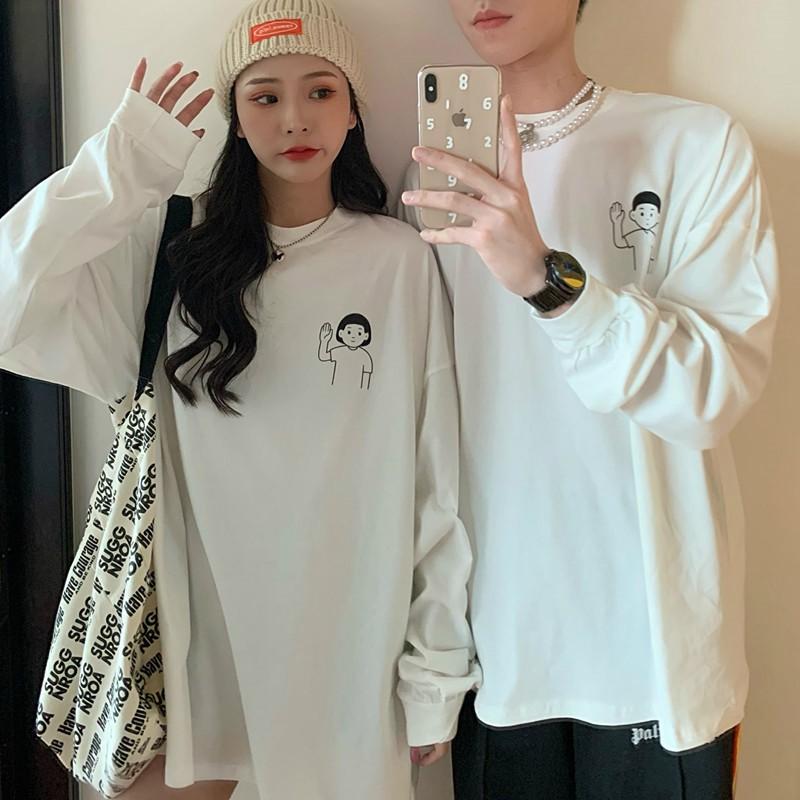Áo Thun Tay Dài Có Bo Tay Unisex Couple Giơ Tay