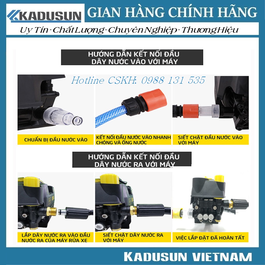 Máy rửa xe áp lực cao Kadusun K1-PXR8 Công suất 2500W chế độ Auto Stop Hàng chính hãng Máy rửa xe Kadusun K1-PXR8