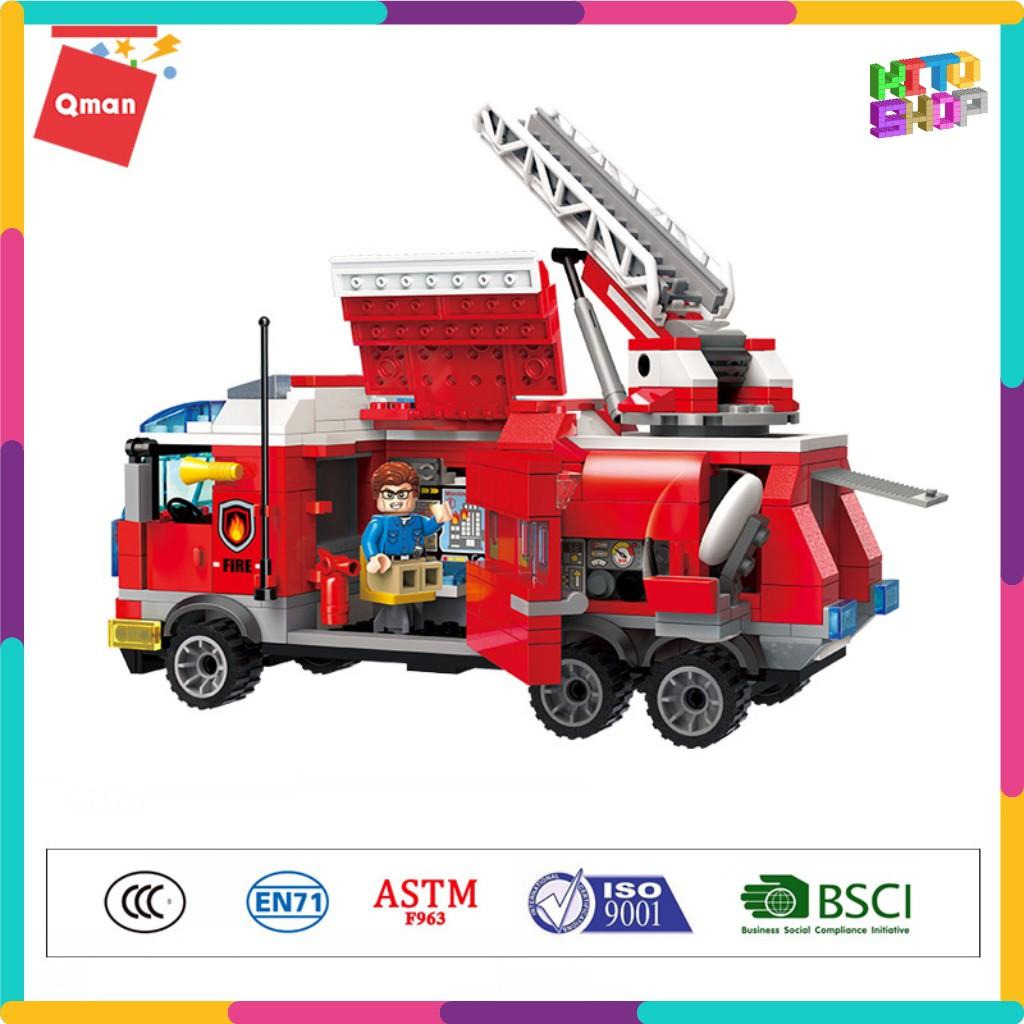 Đồ Chơi Xếp Hình Thông Minh Cho Trẻ Từ 6 Tuổi Qman 2807 – Ô Tô Cứu Hỏa 366 Mảnh Ghép