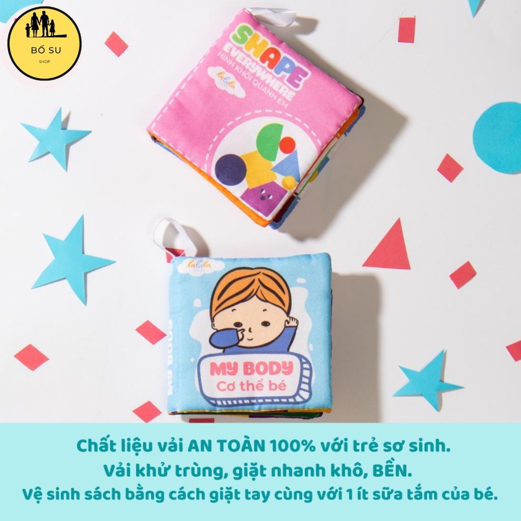 Sách vải cho bé sơ sinh 6 tháng 1 tuổi song ngữ Lalala Baby chủ đề động vật hoa quả màu sắc 12x12 cm