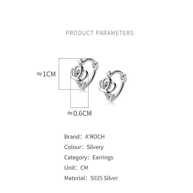 Khuyên tai bạc Ý s925 hình vương niệm siêu đẹp G7424 - AROCH Jewelry