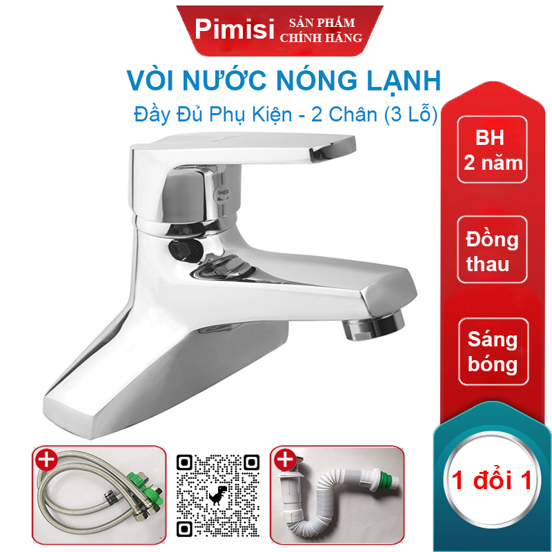 Vòi nước nóng lạnh lavabo Pimisi 100V bằng đồng cho nhà tắm | Hàng chính hãng