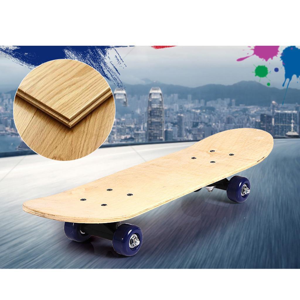 Kids Skateboard Complete Wheel Truck Maple Wood Deck Solid Blank Longboard