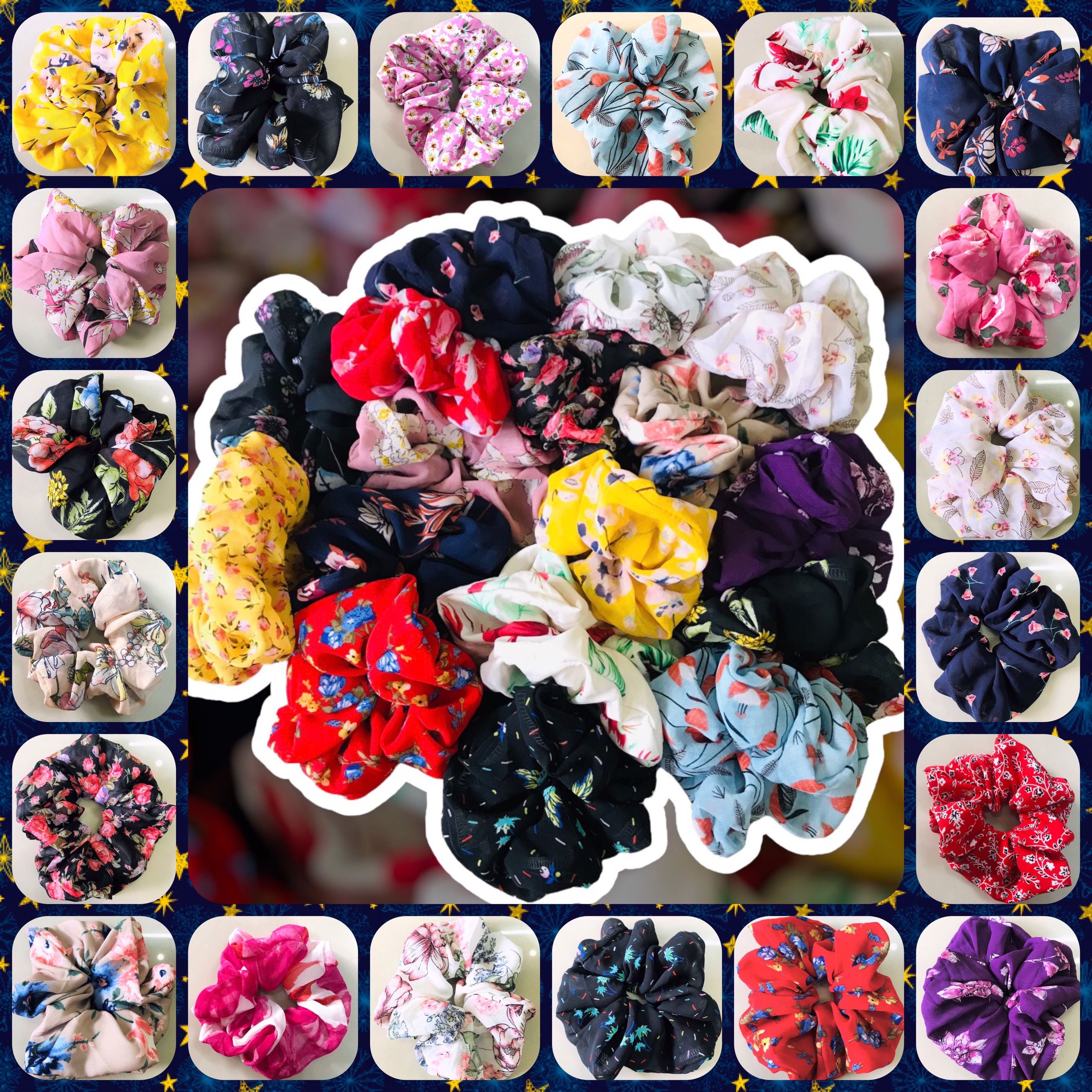 SCRUNCHIES - COMBO 1 - 3 - 5 DÂY CỘT TÓC SCRUNCHIES - NHIỀU MÀU - BẢN TO - DÂY BUỘC TÓC VẢI - CHO BẠN GÁI