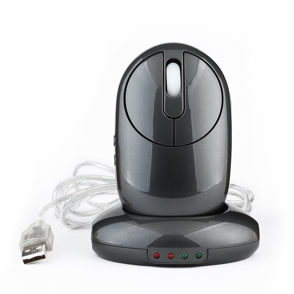 Chuột Quang Không Dây Chơi Game 6d 2.4g Với 4 Cổng USB Hub Đế Sạc 1200DPI Mg-012, Xám