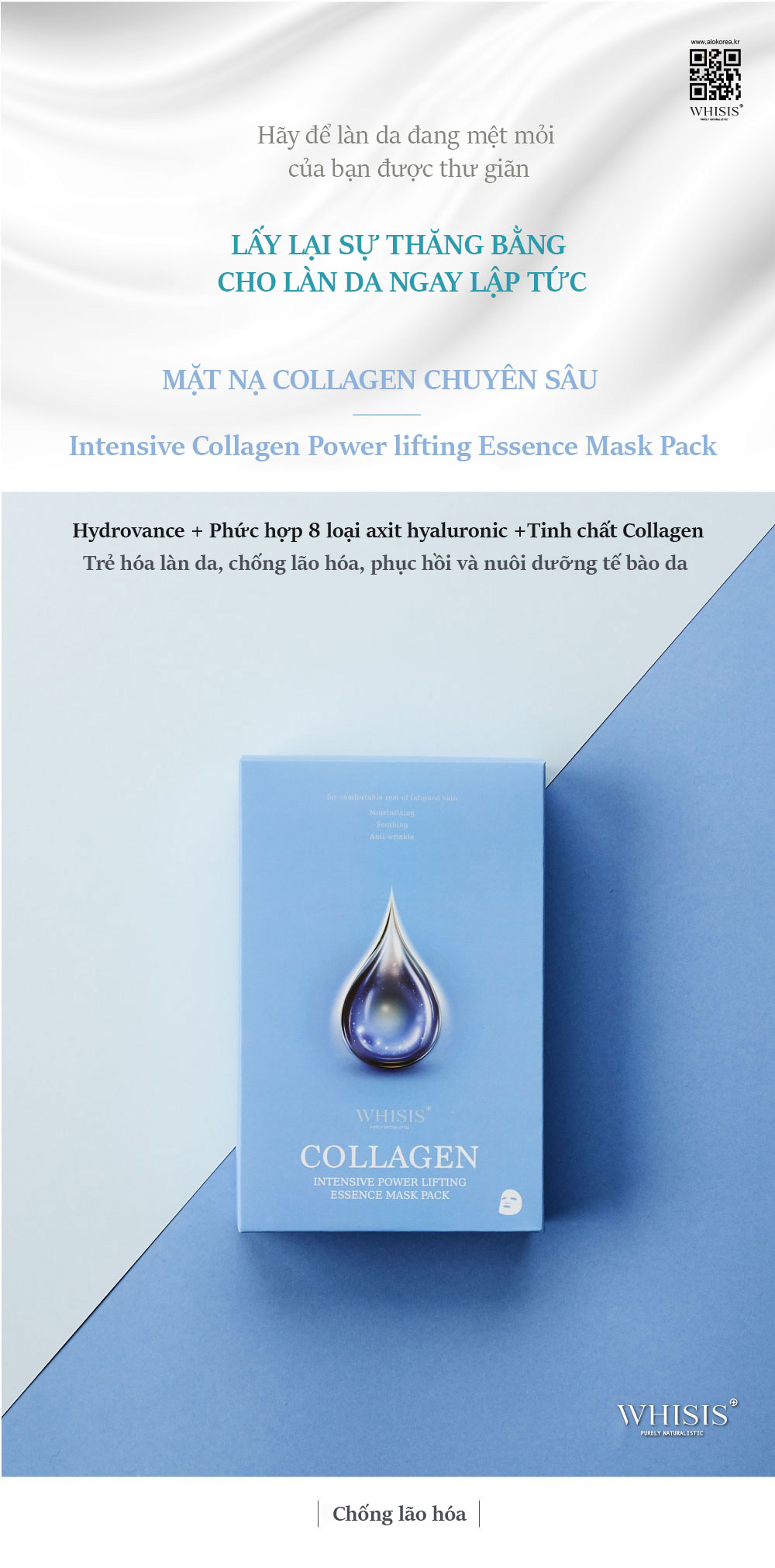 Hộp 10 Mặt nạ WHISIS Intensive Collagen Power lifting Essence cung cấp Collagen chuyên sâu chống lão hóa da