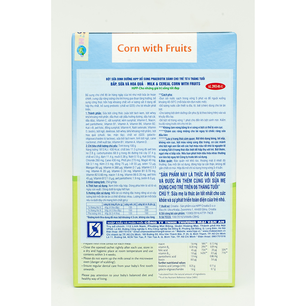 Bột sữa DD hoa quả HiPP Organic - Chuối, đào 250g cho bé từ 6 tháng tuổi