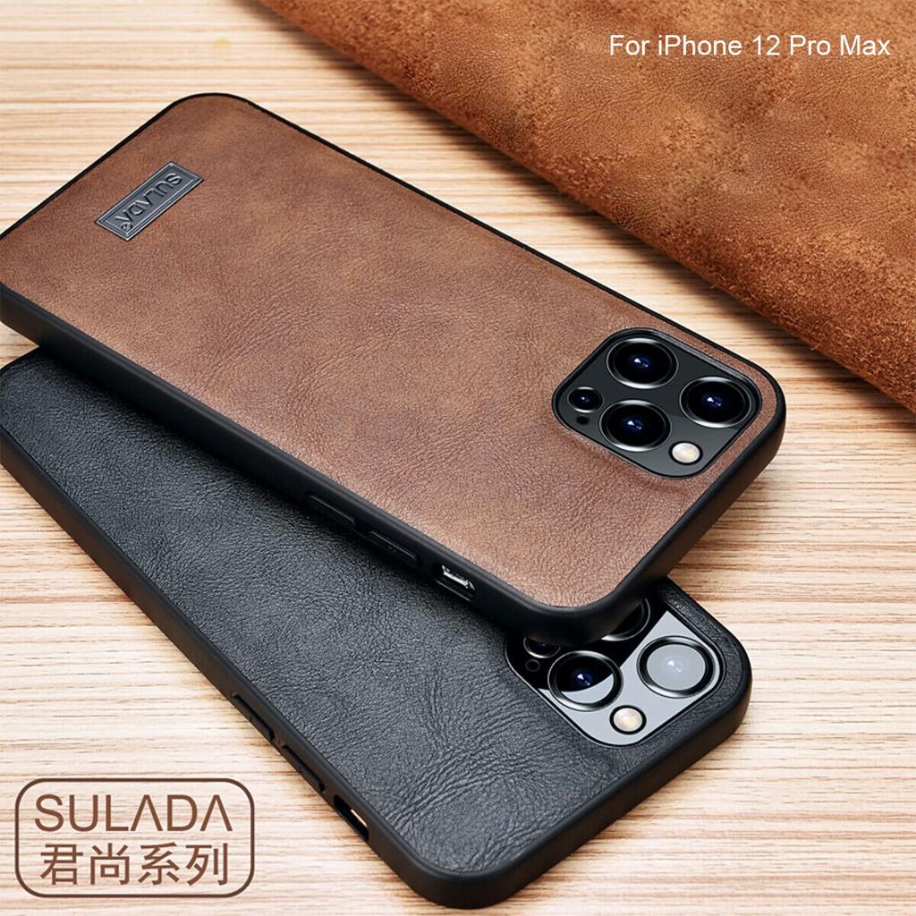 Ốp Lưng Sulada Da cho Iphone 13,13 pro,13 Pro Max...12 pro max..11 ..X XS MAX Mặt sau cứng chống sốc - Hàng chính hãng
