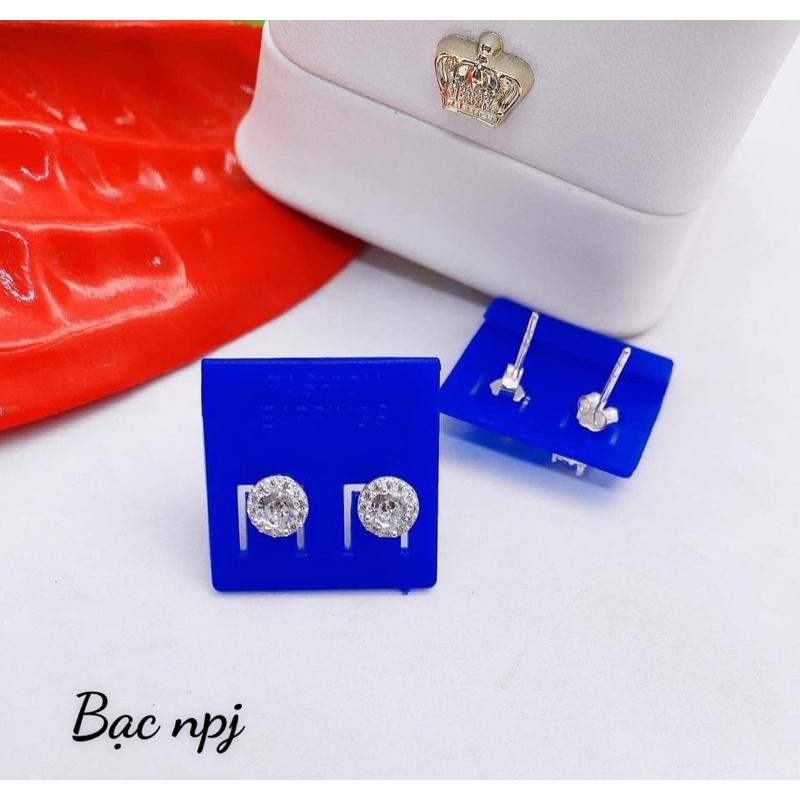 Bông Tai nụ tròn xinh xắn, hoa tai nụ tròn Bạc Ta - Bạc Npj