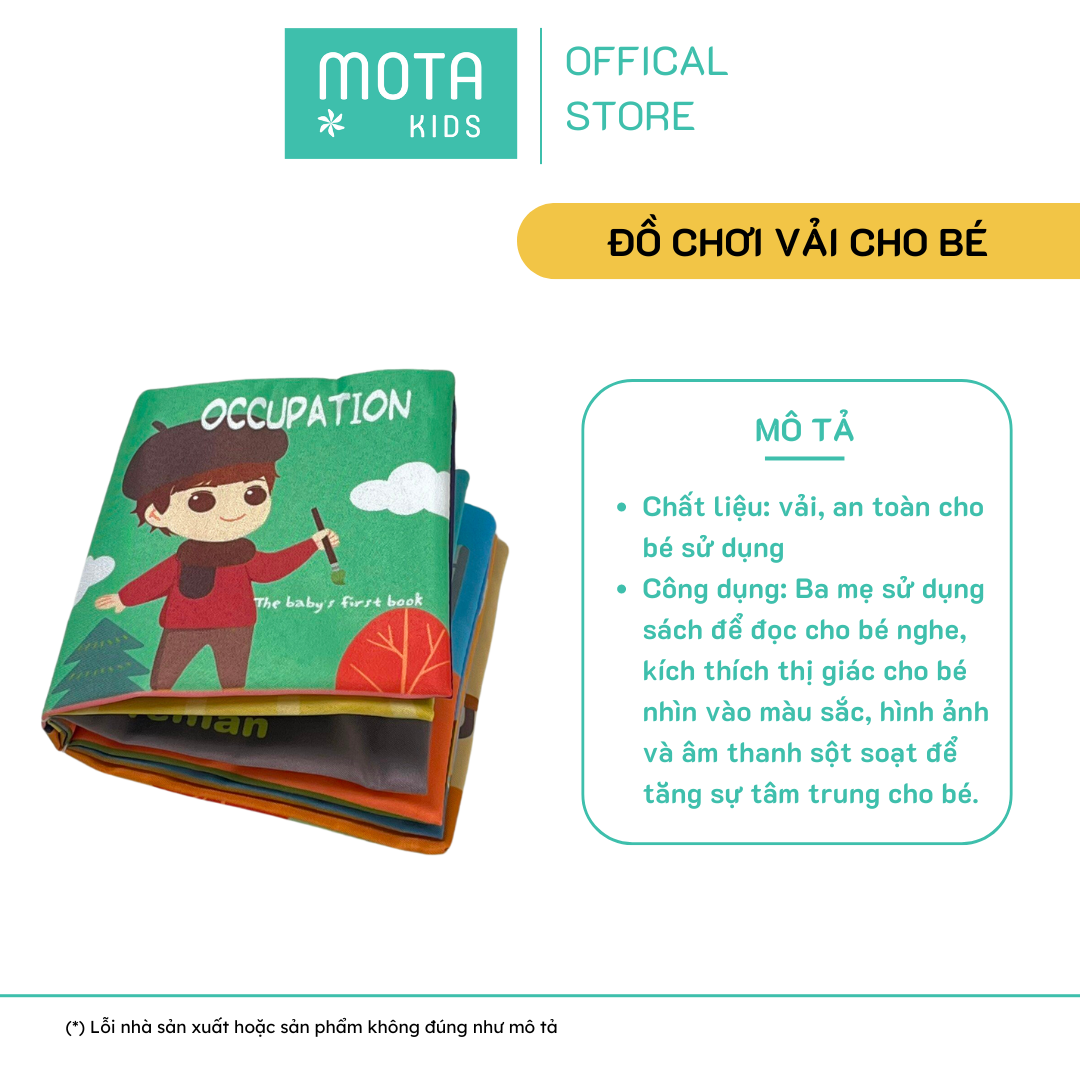 [M_035-5 - Mota Montessori] Đồ chơi cho bé Sách vải cho bé 0-12 tháng phát triển giác quan - Hàng chính hãng