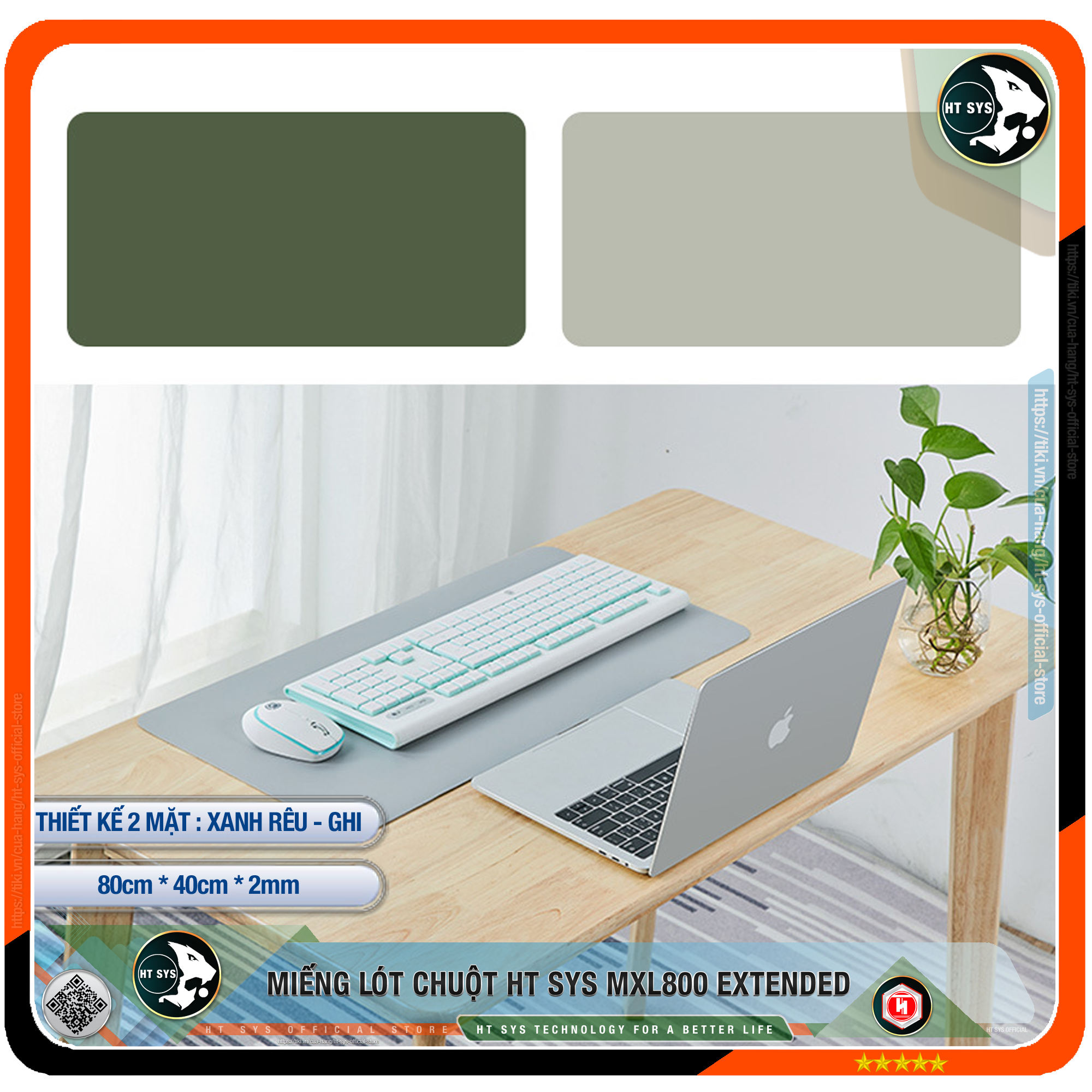Miếng Lót Chuột HT SYS Desk Pad 80x40 - Hàng Chính Hãng