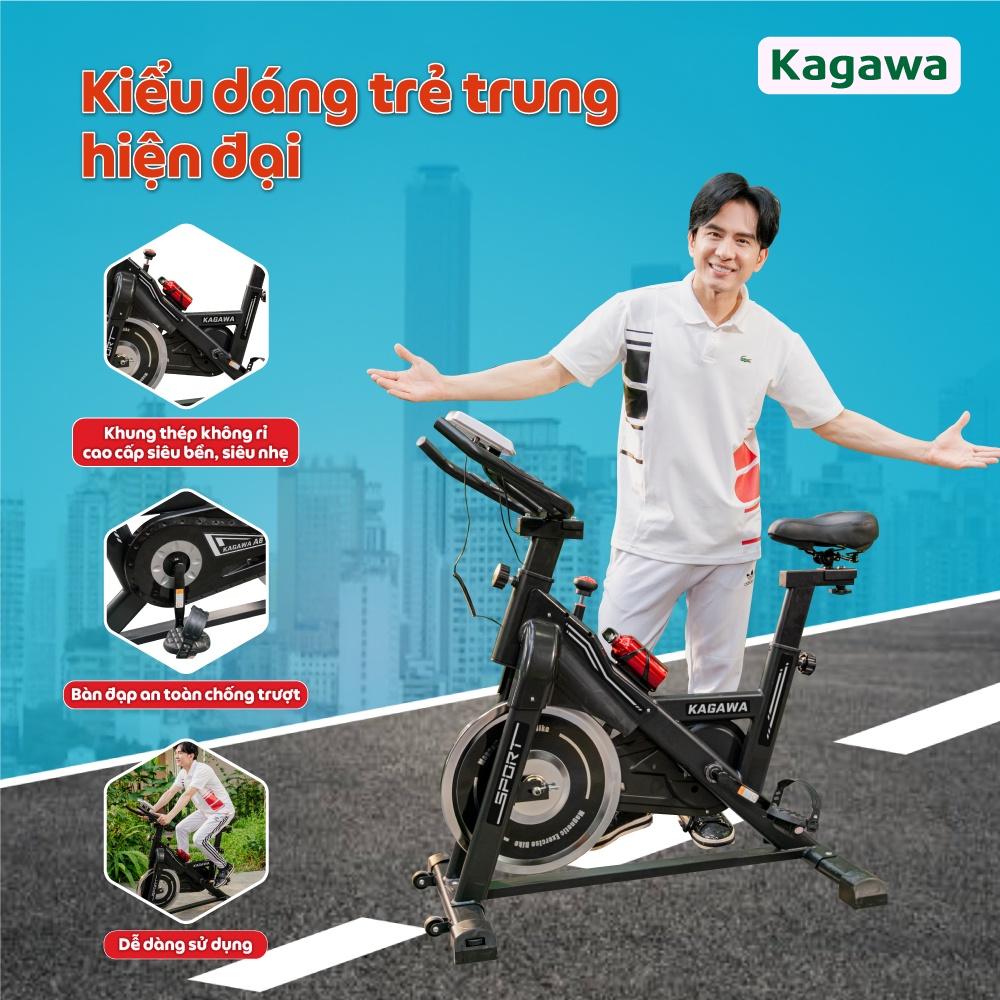 Xe đạp tập thể dục trong nhà Kagawa A8 khung sườn thép không rỉ cao cấp, tặng 5 quà tặng hot, Free Ship