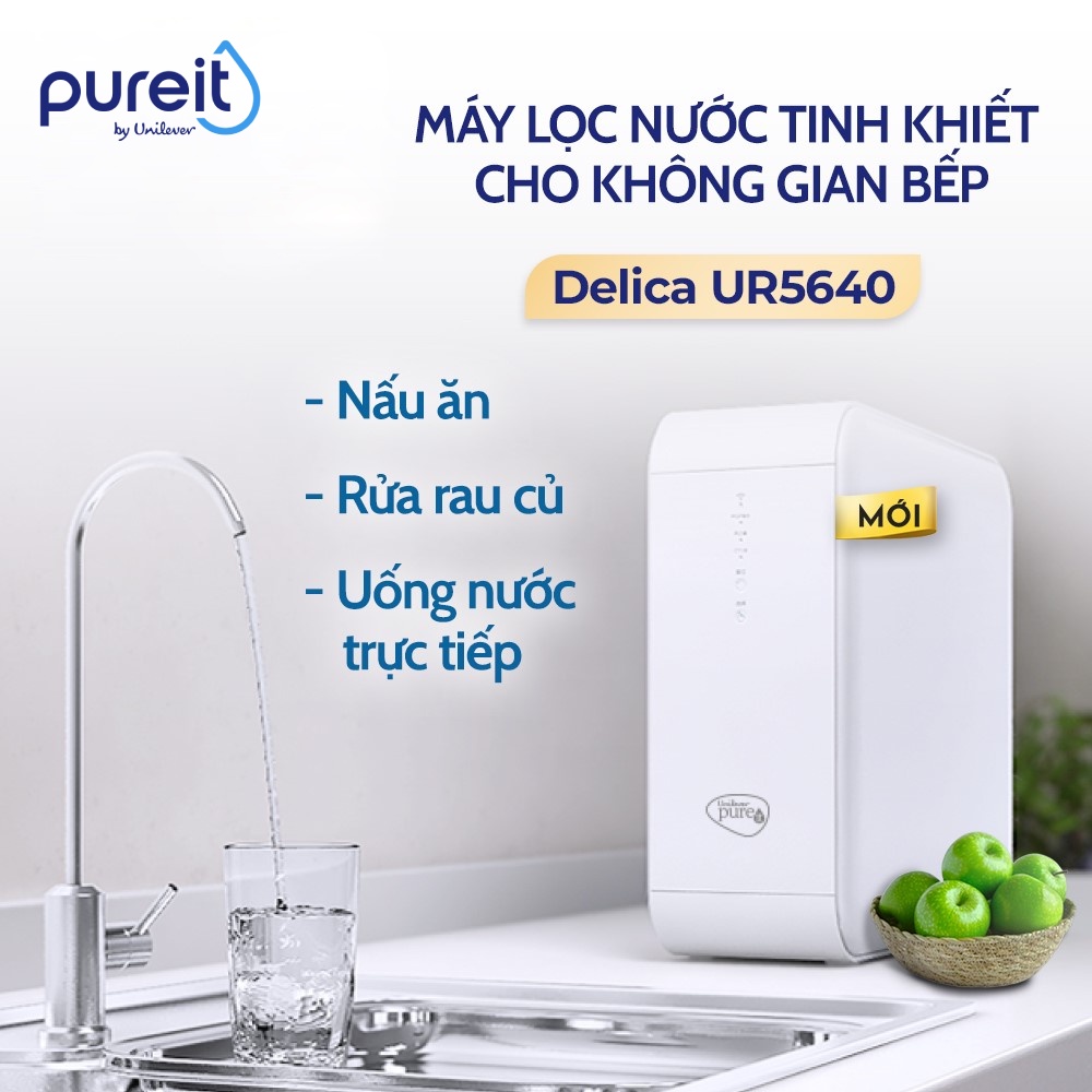 [Miễn phí lắp đặt ] Máy lọc nước Unilever Pureit Delica UR5640 RO lớn , công suất lọc 14000L, tốc độ lọc 1.5L/phút. Hàng chính hãng