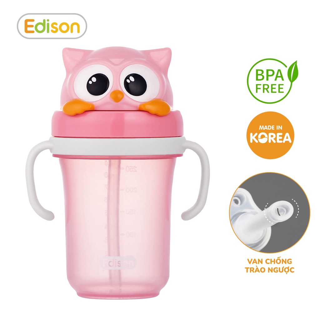 Bình tập uống nước cho bé có ống hút chống sặc Edison nhập khẩu chính hãng Hàn Quốc mã 3314