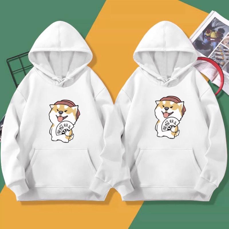 Áo hoodie unisex in cún cầm quạt