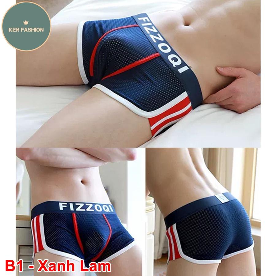 Quần lót nam cao cấp FIZZOQI QS4 quần sịp đùi chất liệu lụa dày dặn đục lỗ thoáng, đầy đủ size từ 38-105kg