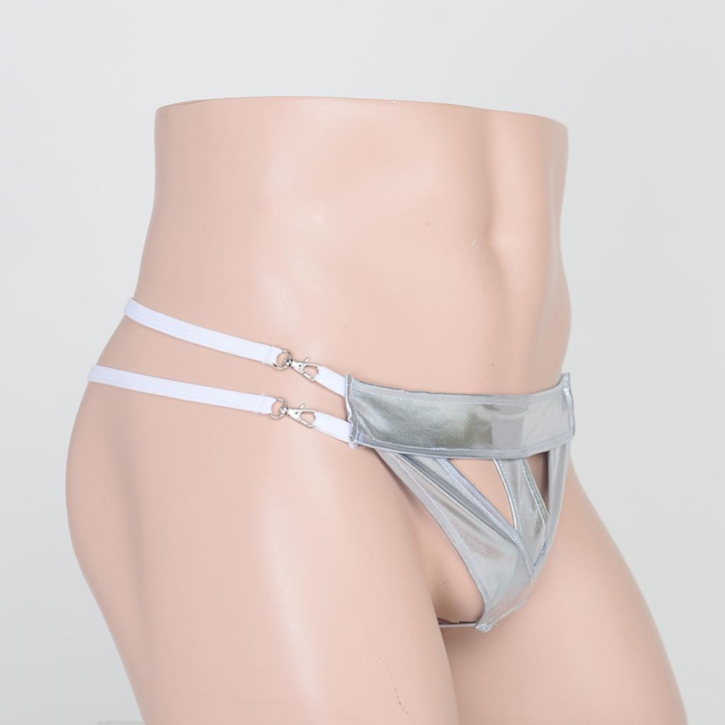 Men's Leather Jockstrap Underwear T-Back G-String Briefs Thong Lingerie