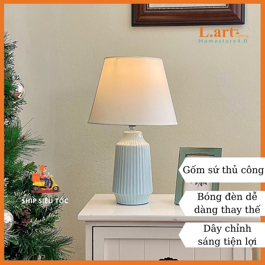 Đèn ngủ đầu giường trang trí màu xanh mint phong cách vintage có nút điều chỉnh sáng DBG020