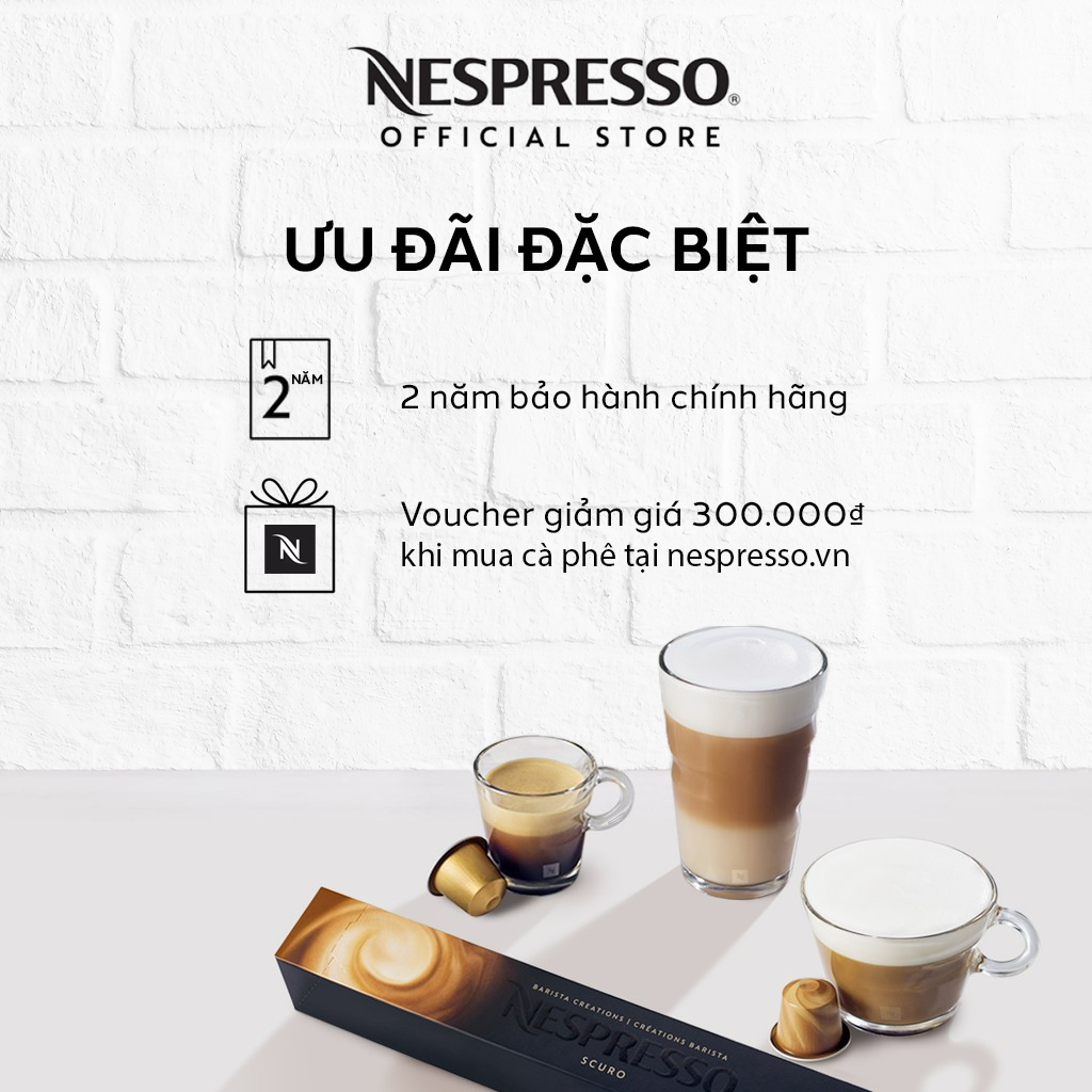 Bộ máy pha cà phê Nespresso Essenza Mini Đen &amp; máy đánh sữa Aeroccino 3 - Hàng chính hãng