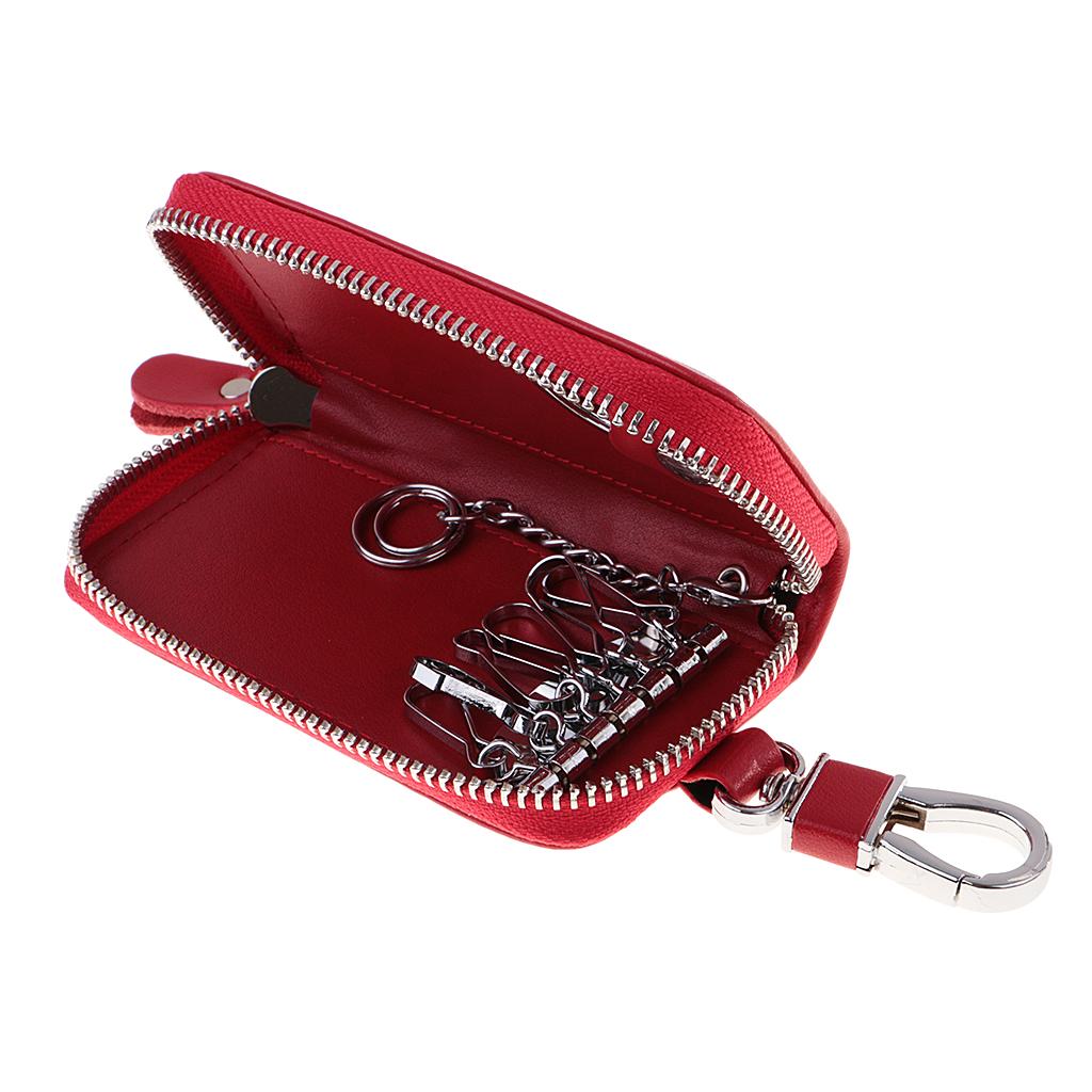 Genuine Leather Car Key Holder Keychain Case Bag Hook Pouch