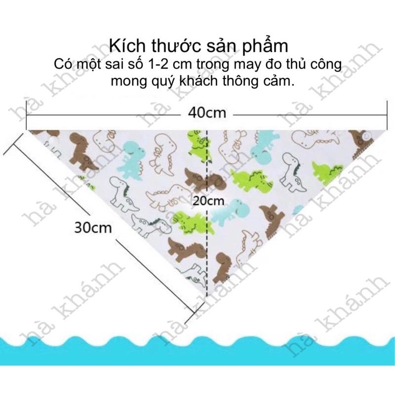 Khăn yếm tam giác cho bé, yếm tam giác cotton 2 lớp mềm mịn có cúc bấm tiện lợi