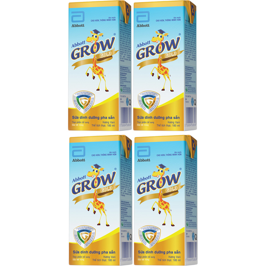 Lốc 04 Hộp Sữa Nước Abbott Grow Gold 180ml