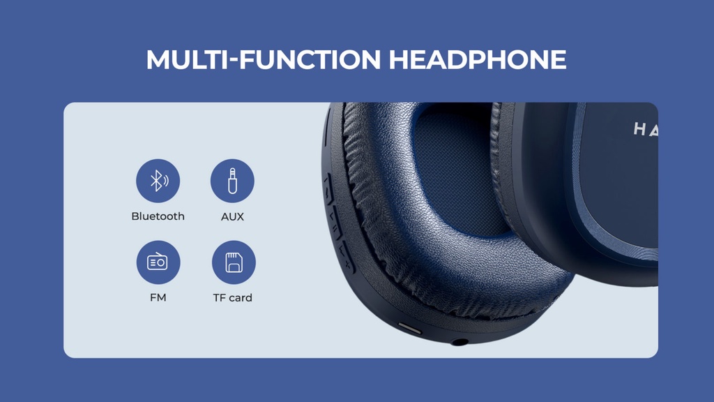 Tai Nghe Bluetooth Headphone HAVIT H2590BT Pro, Bluetooth 5.1 (Bản nâng cấp của Havit i62), Driver 40mm, Siêu nhẹ 150g, Gập Gọn 90 - Hàng chính hãng