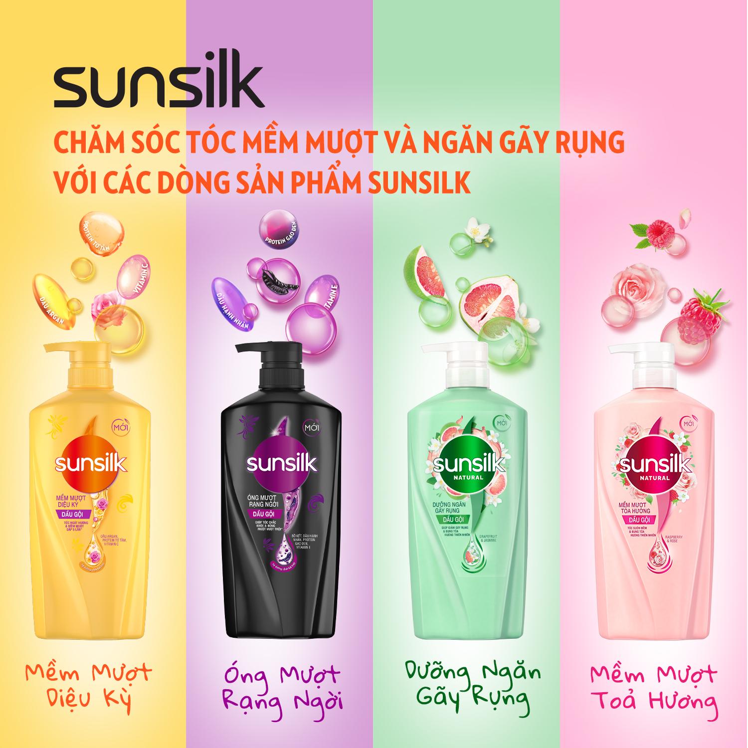 Dầu gội Sunsilk Mềm Mượt Diệu Kỳ 1.4kg giúp tóc ngát hương mềm mượt gấp 5 lần với dầu Argan, Protein Tơ Tằm và Vitamin C