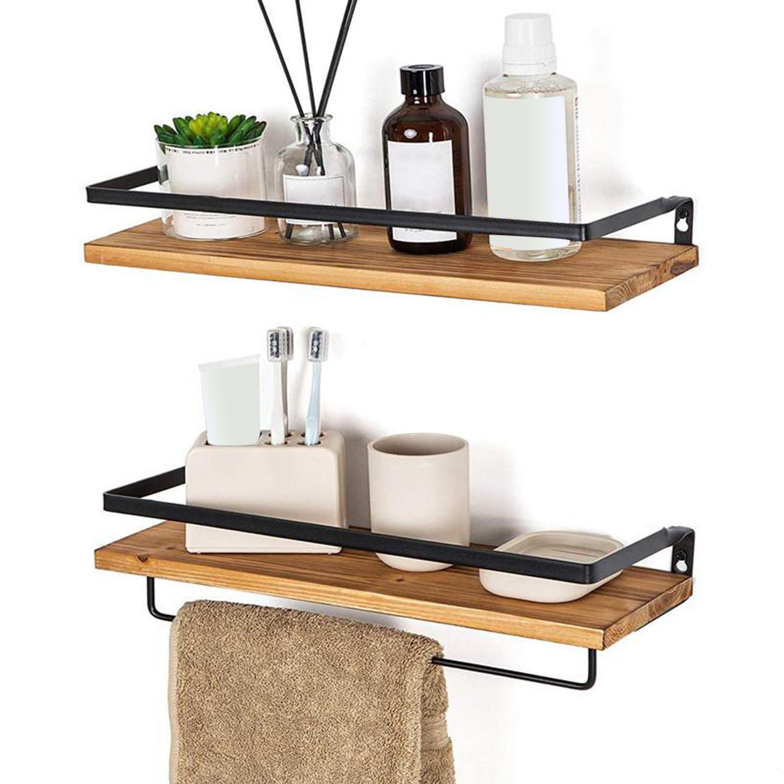 Wall Storage Shelves Set of 2 Kitchen Floating Shelf Livingroom Rack Holder