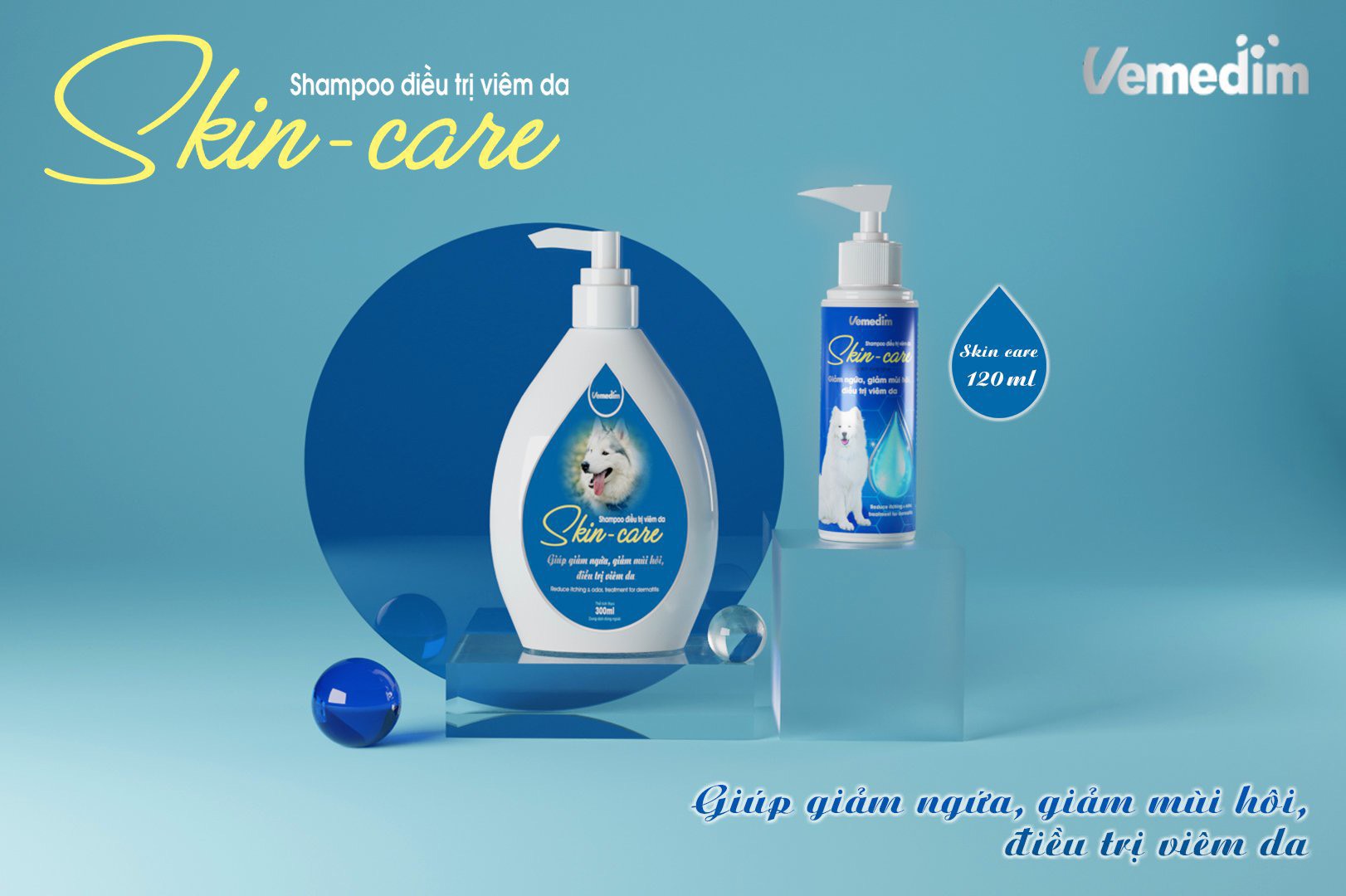 Sữa tắm Vemedim Skin Care giảm viêm da và giảm ngứa cho chó mèo