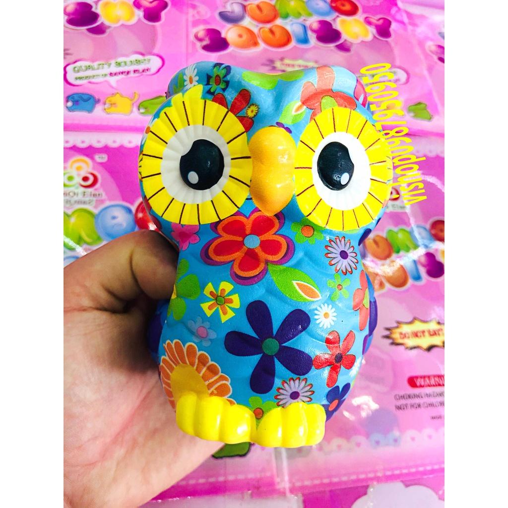 Squishy Lớn JUMBO Hình CÚ MÈO màu mè hoa hoét Đồ Chơi Xốp Giảm Stress Hình mềm mịn dễ Thương đàn hồi Cho Bé