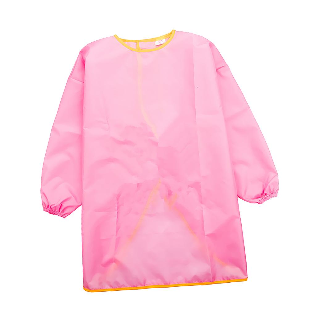 Kids Long Sleeve Apron Drawing Cooking Craft Art Smock Size S+M+L Pink