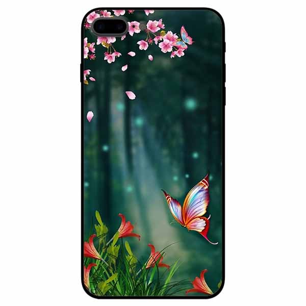 Ốp lưng dành cho Iphone 7 Plus , 8 Plus mẫu Bướm Và Hoa Đỏ