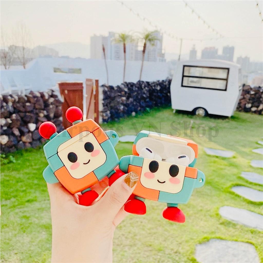 Bao Case Ốp dành cho Airpods 1/2 & Airpods Pro robot hồng xanh kute silicon cao cấp