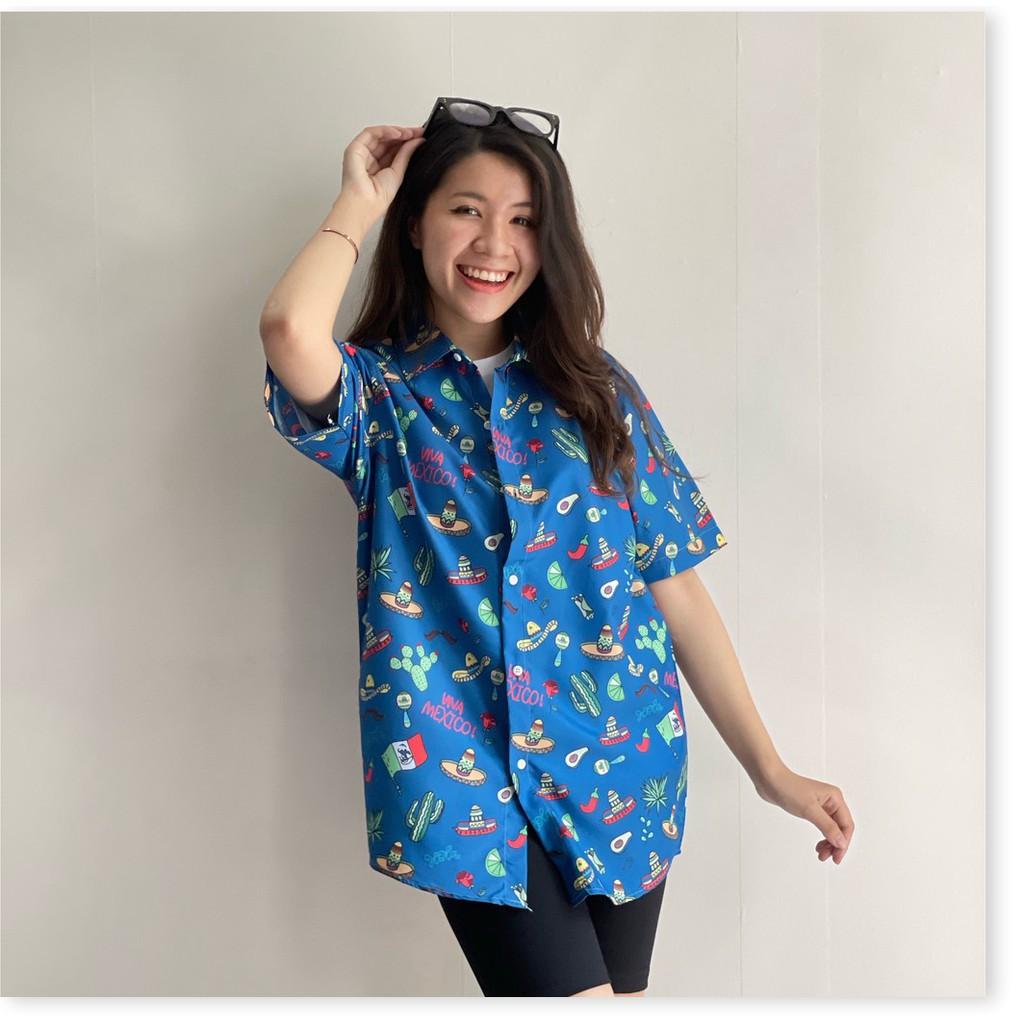 ÁO SƠ MI NỮ FORM RỘNG HOẠ TIẾT HOA LÁ CỰC ĐẸP , TƯƠI TẮN LANA FASHION