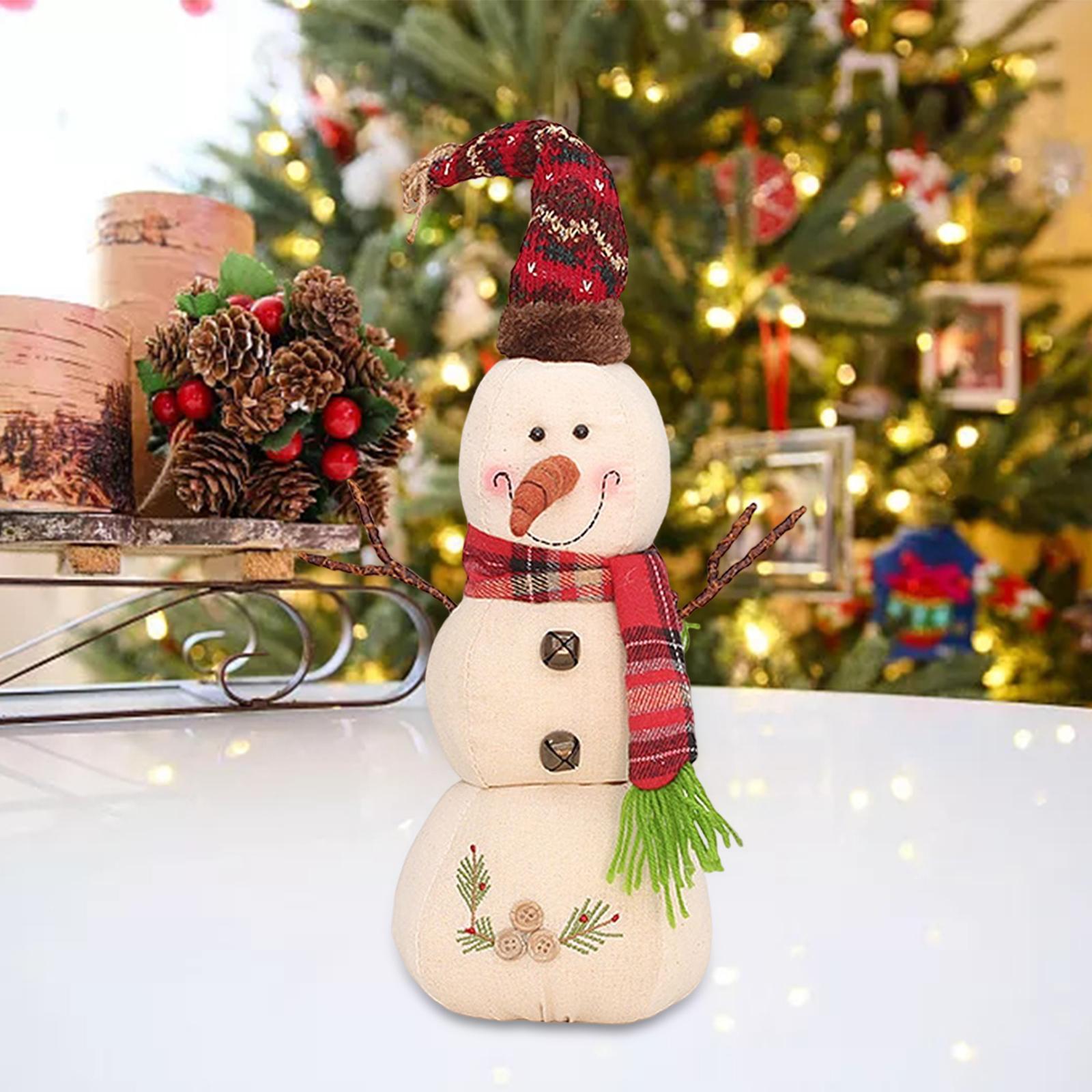 Christmas White Snowman Doll Figurines Plush for Fireplace Atmosphere Decor