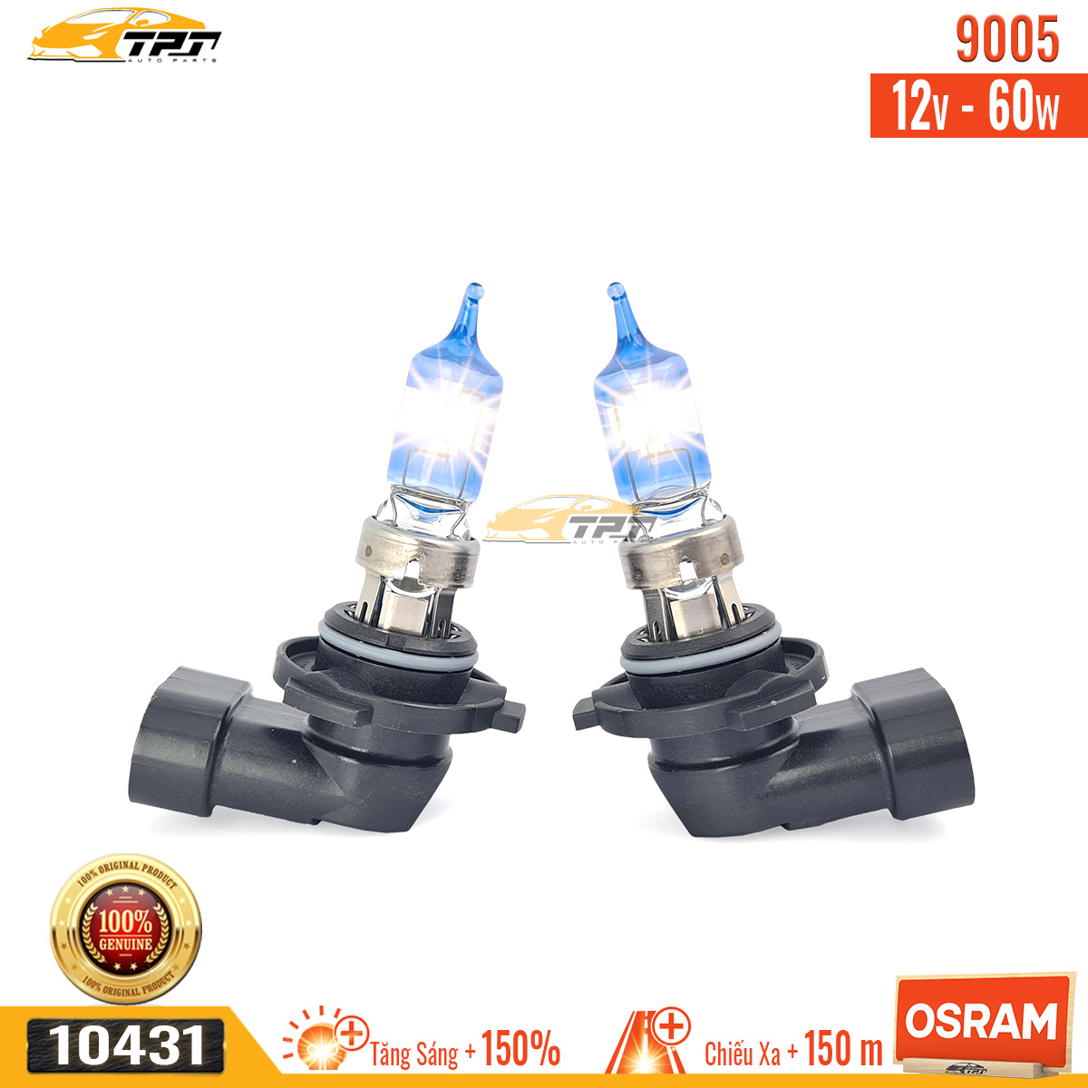 1 Cặp Bóng Đèn Tăng Sáng 150% loại 9005 12V - 60W OSRAM - Germany