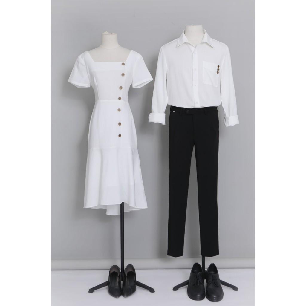 Áo cặp chụp cưới Áo đôi đẹp nam nữ hàn quốc couple cho tình nhân màu trắng AV42