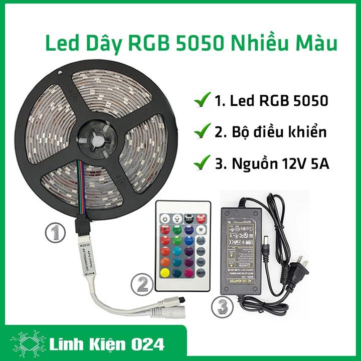 Combo Led dây đổi màu RGB 5050 kèm bộ điều khiển và nguồn