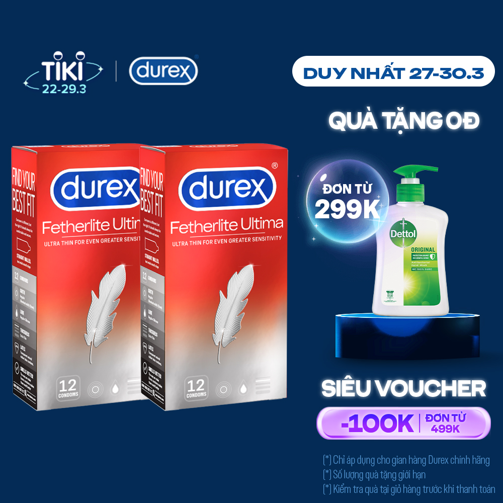 Combo 2 hộp Bao cao su Durex Fetherlite Ultima 12 Bao