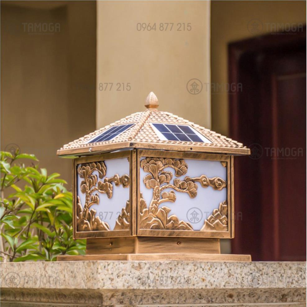 Đèn trụ cổng năng lượng mặt trời Cỡ 300mm hình Cây Tùng