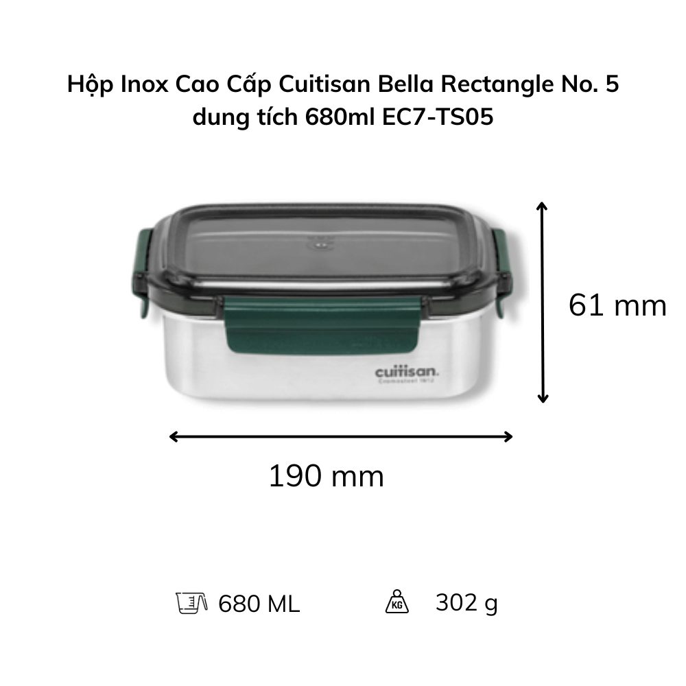 Hộp Inox Cao Cấp Cuitisan Bella nhiều dung tích hàng chính hãng