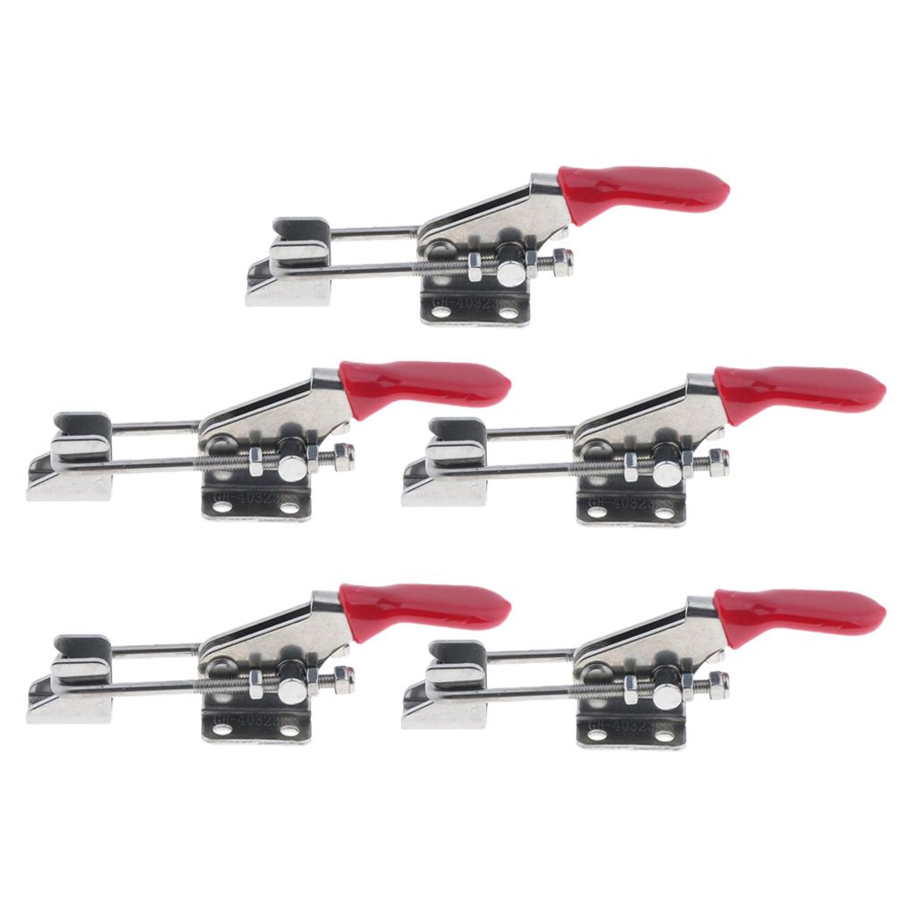 5Pcs 170kg Holding Capacity, Adjustable Quick Release Latch Type Toggle Clamp Hand Tool, Stainless