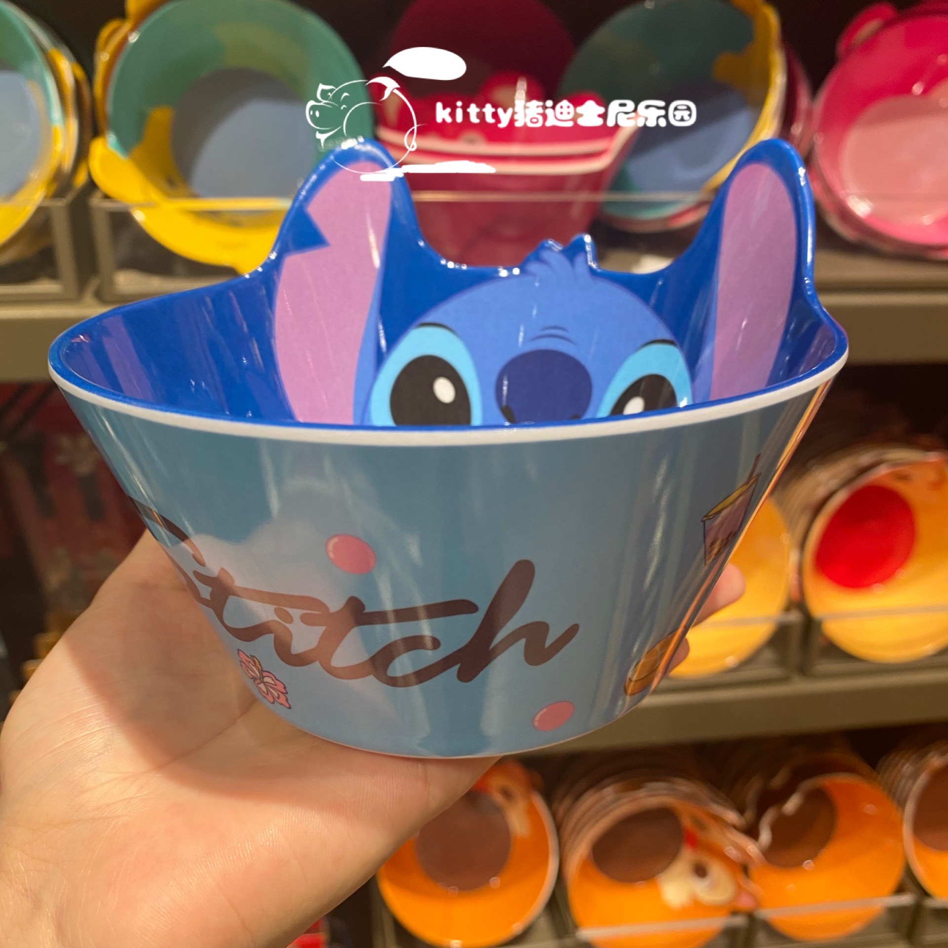 Chén ăn nhựa Melamine hình Stitch nổi 3D màu xanh đậm cho bé trai - 78VNDS2486