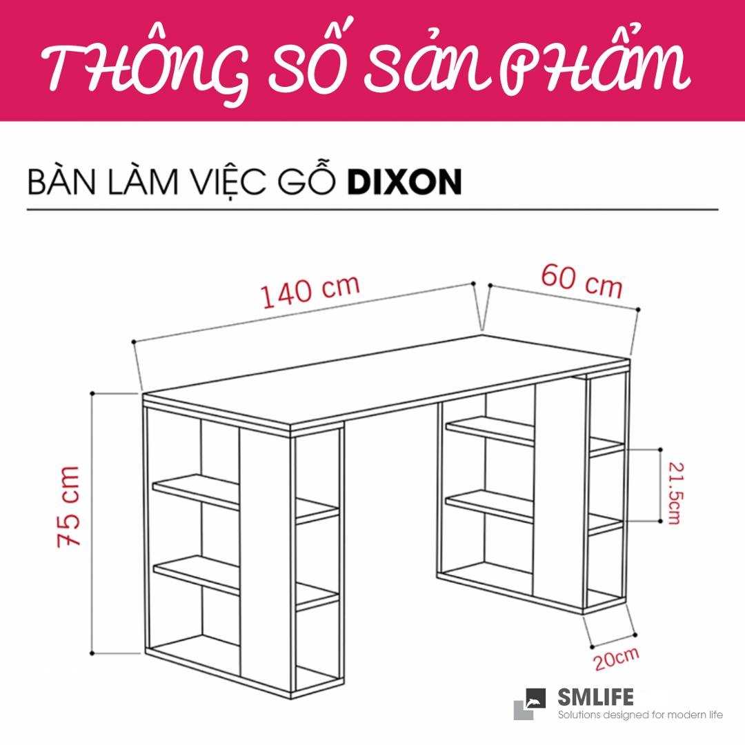 Bàn gỗ làm việc hiện đại SMLIFE Dixon