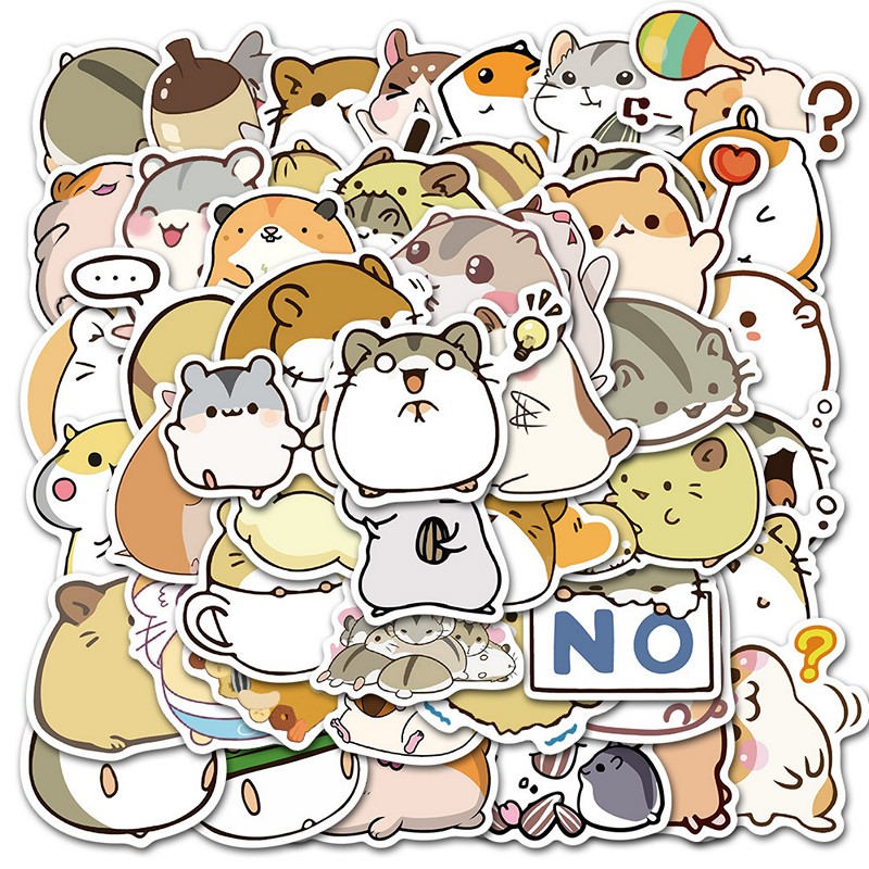 Sticker 50 miếng hình dán Cute Hamster