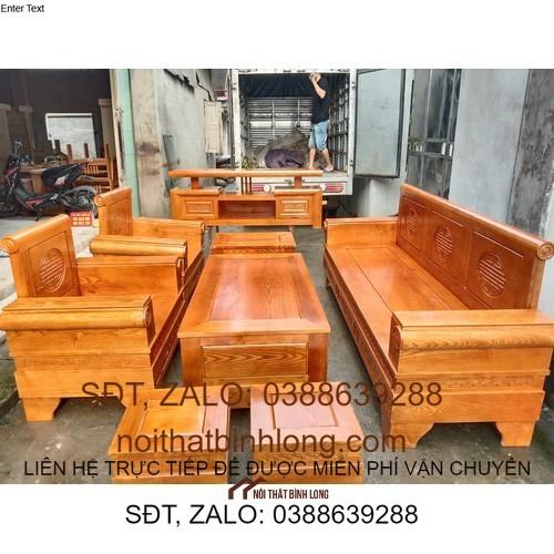 Bộ bàn ghế sofa Pháo gỗ Sồi Nga Phòng khách không gian hiện đại. Hàng 7 món Cực Vip - Miễn phí vận chuyển 50km