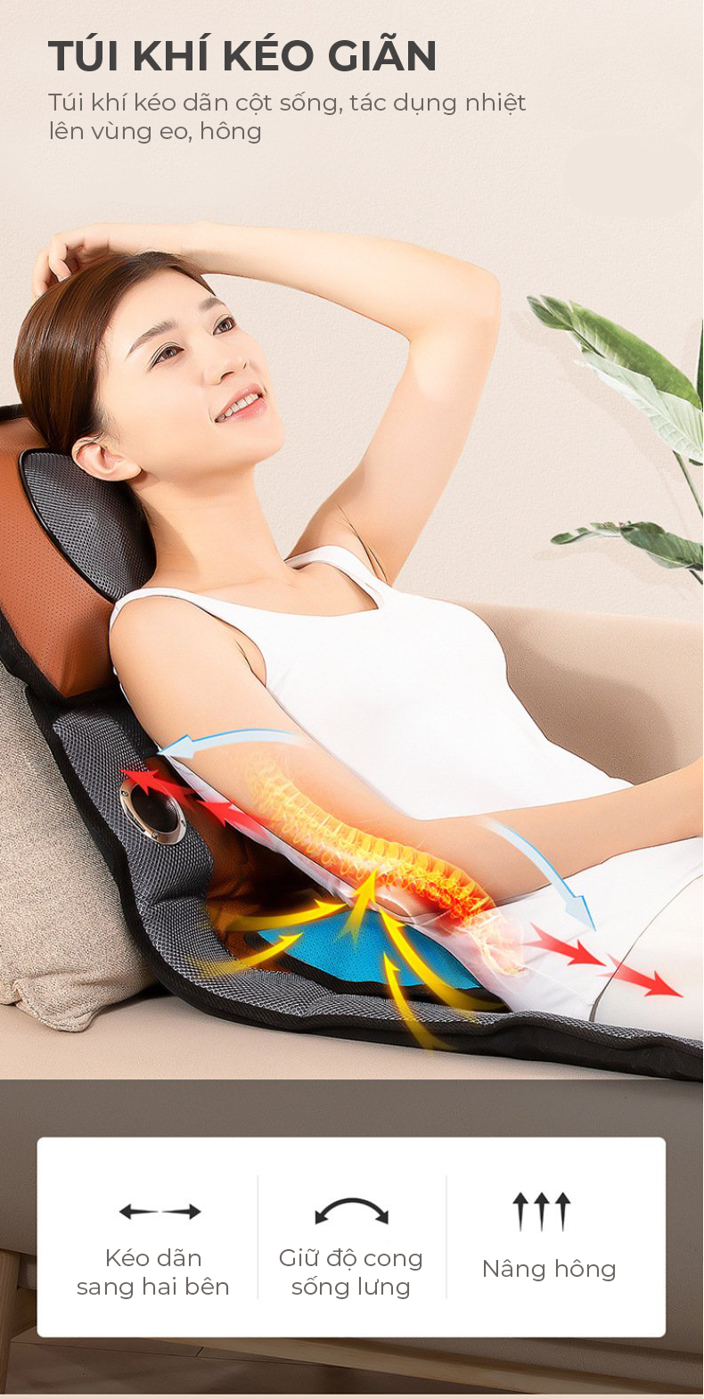 Đệm Massage Toàn Thân VP-N20D - Máy Massage Chất Liệu Da Cao Cấp, Công Nghệ Massage Hiện Đại 10 Điểm Rung Kết hợp Nhiệt Hồng Ngoại Và Bi Massage Cổ VaI, Gáy
