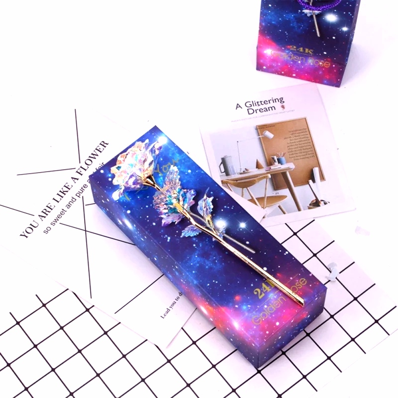 Quà 8/3 Cho Bạn Gái , Cho Mẹ , Cho Vợ Ý Nghĩa - Bông Hồng Galaxy Phát Sáng Đế Chữ Love